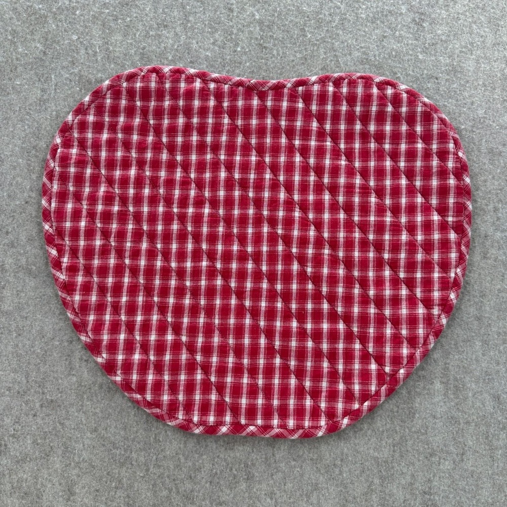 VTG Set of 6 Apple / Heart Placemats Red White Gingham Quilted Farmhouse Decor